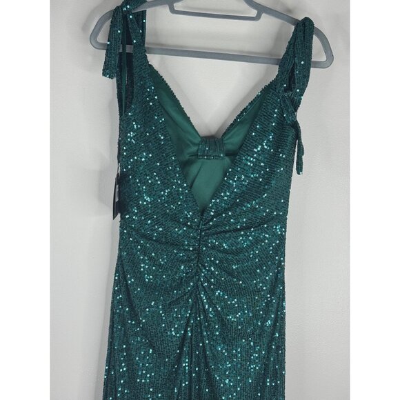 Mac Duggal 26693 Sequined Emerald Green Evening Gown Maxi Dress Size 10 NWT - Picture 6 of 6